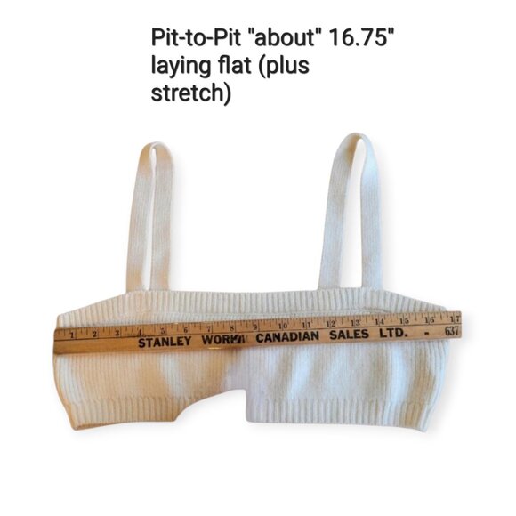 Sleeveless Neutral Cream Ribbed Boxy Knit Tank by WeWoreWhat L - Picture 7 of 10